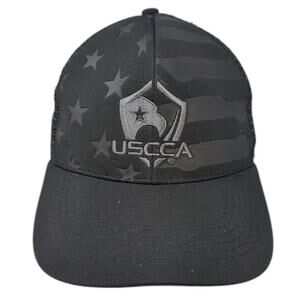 USCCA Trucker Hat Black One Size Tonal American Flag Stars Stripes Mesh Back